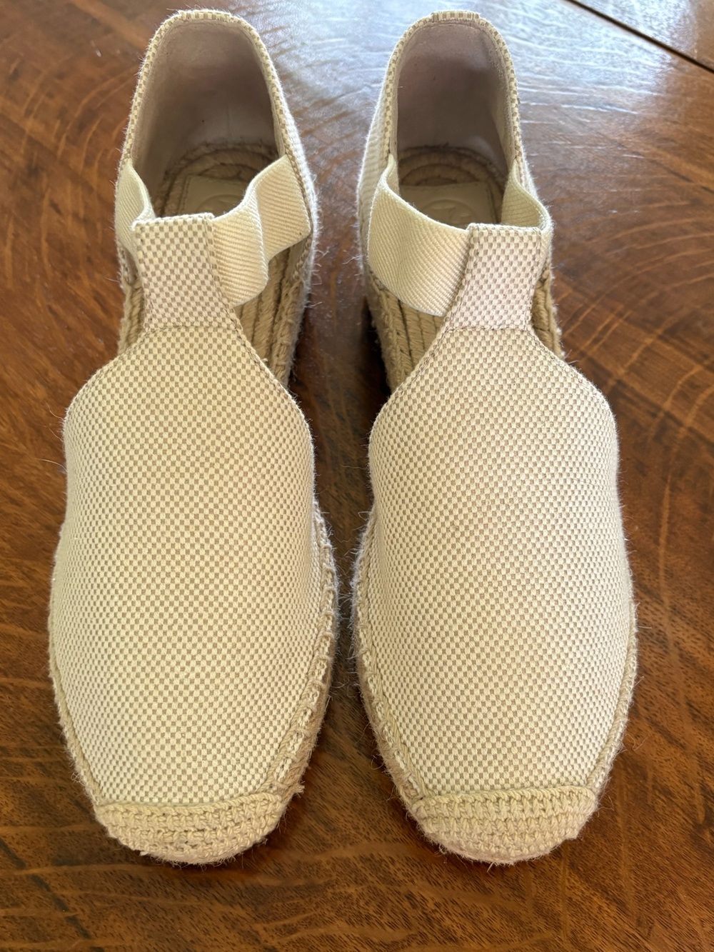 Women's Beige Espadrille Wedge Slip-On Shoes